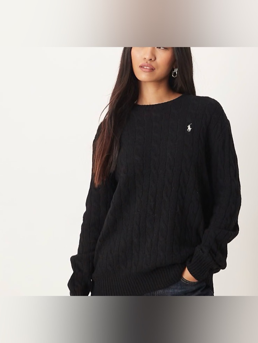 Polo by Ralph Lauren Navy Cable Knit Crewneck oversized Sweater